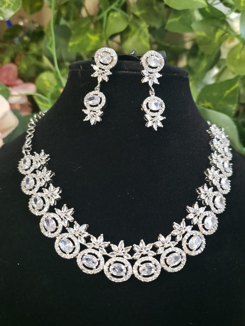 Elegant Silver Crystal Jewelry Set