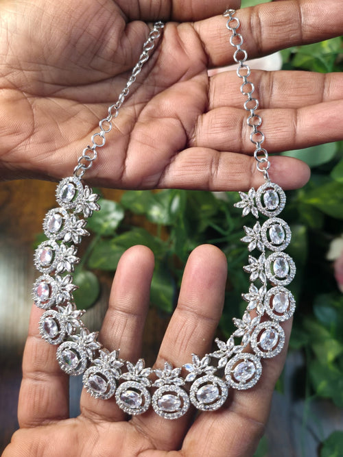 Elegant Silver Crystal Jewelry Set