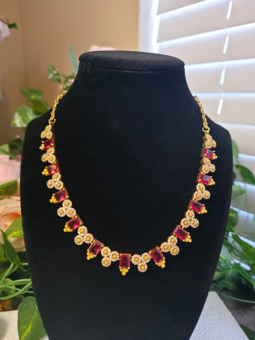 Luxurious Gold & Ruby Crystal Necklace