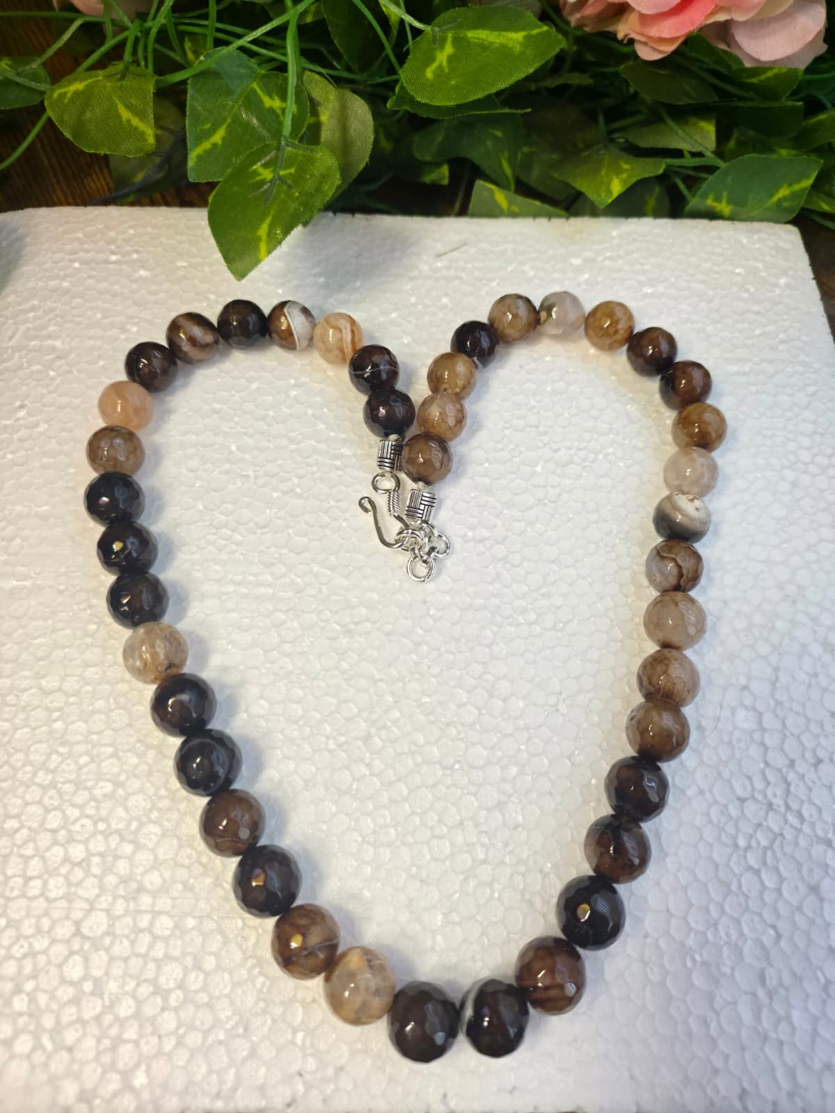 Natural Brown Agate Beaded Necklace